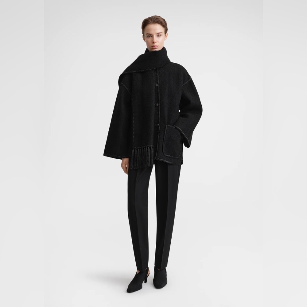 Toteme Scarf Jacket in Black Wool - Picture 8 of 8